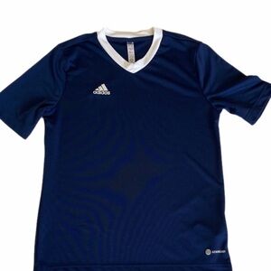 Adidas Aeroready Kids Dark Blue V-neck Jersey with White Accents Size L